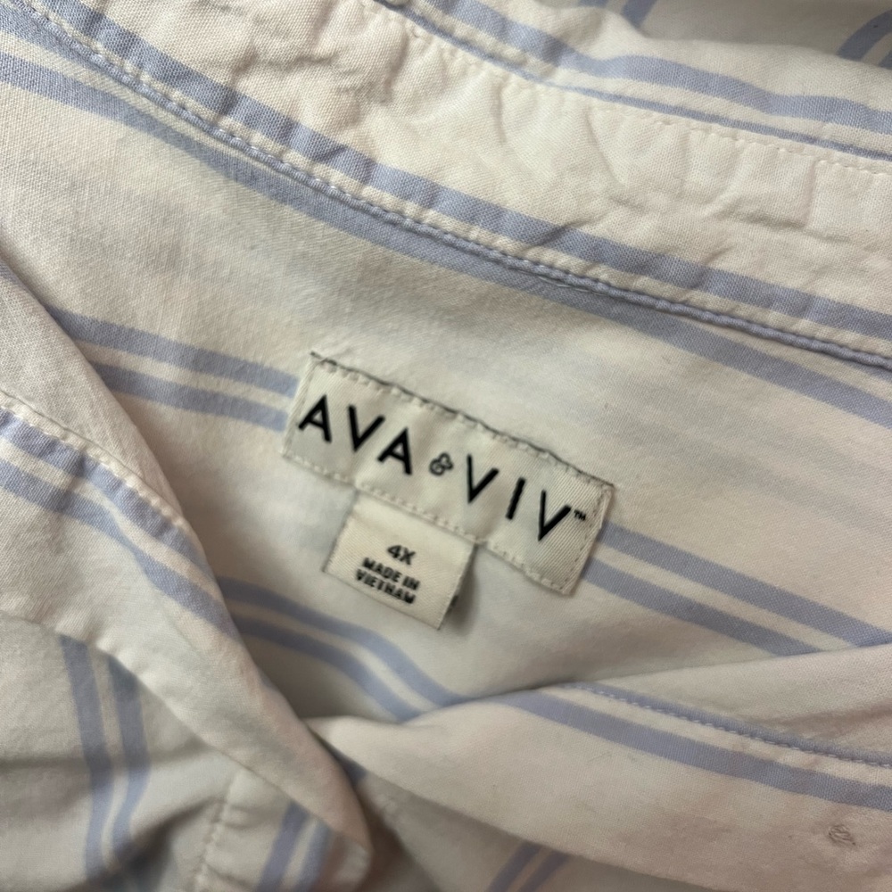 Ava & Viv 4X Striped Button Down Shirt - Picture 6 of 6